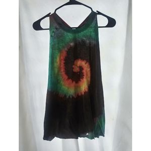 Reverse tie dyed braided back top